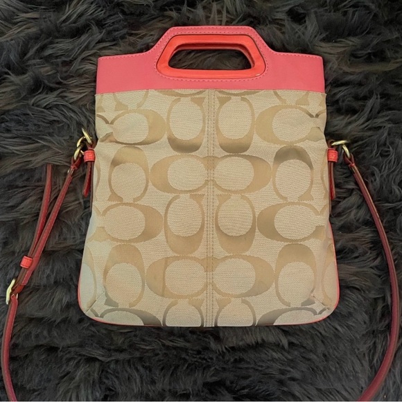 Coach Beige and Coral Crossbody Bag - Picture 4 of 6